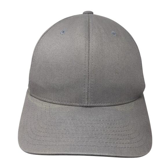 Yupoong Fitted Baseball Cap Gray Medium Lightweight Vented Holes Blank Flexfit - Picture 1 of 9